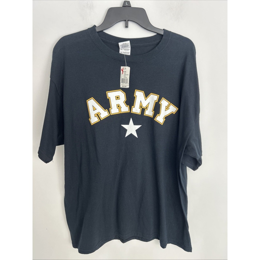 Men's XL  NWT Black Army Star Short Sleeve‎ 100% Percent Cotton T-Shirt